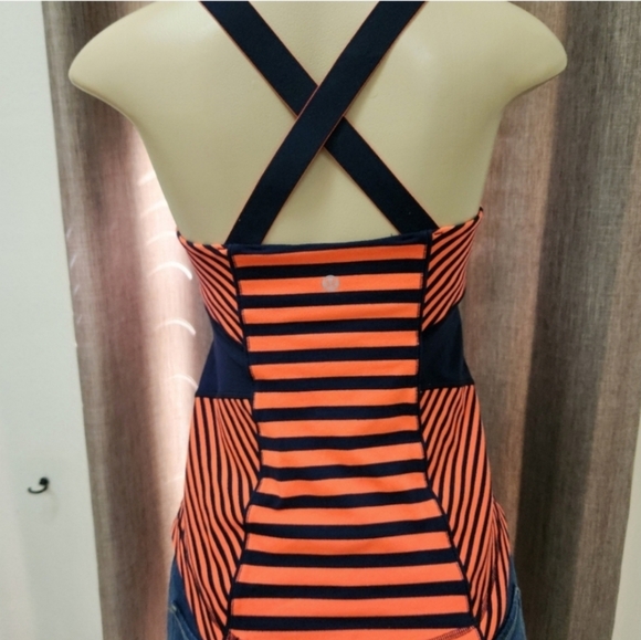 Lululemon Athletica Orange and Blue Striped Top - Picture 2 of 3